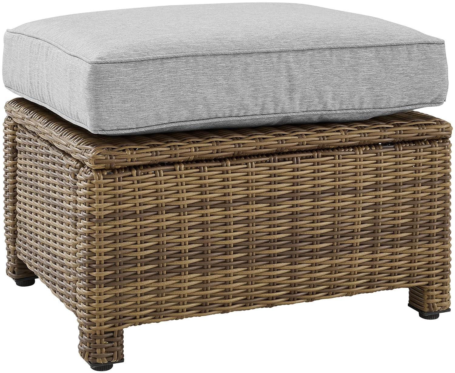 Crosley Furniture Bradenton 25"Fabric Outdoor Ottoman in Sand/Brown