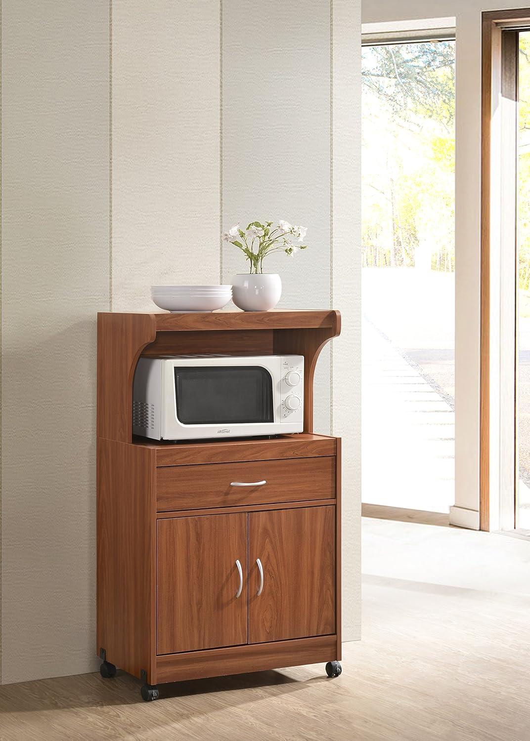 Microwave Kitchen Cart in Cherry - Hodedah