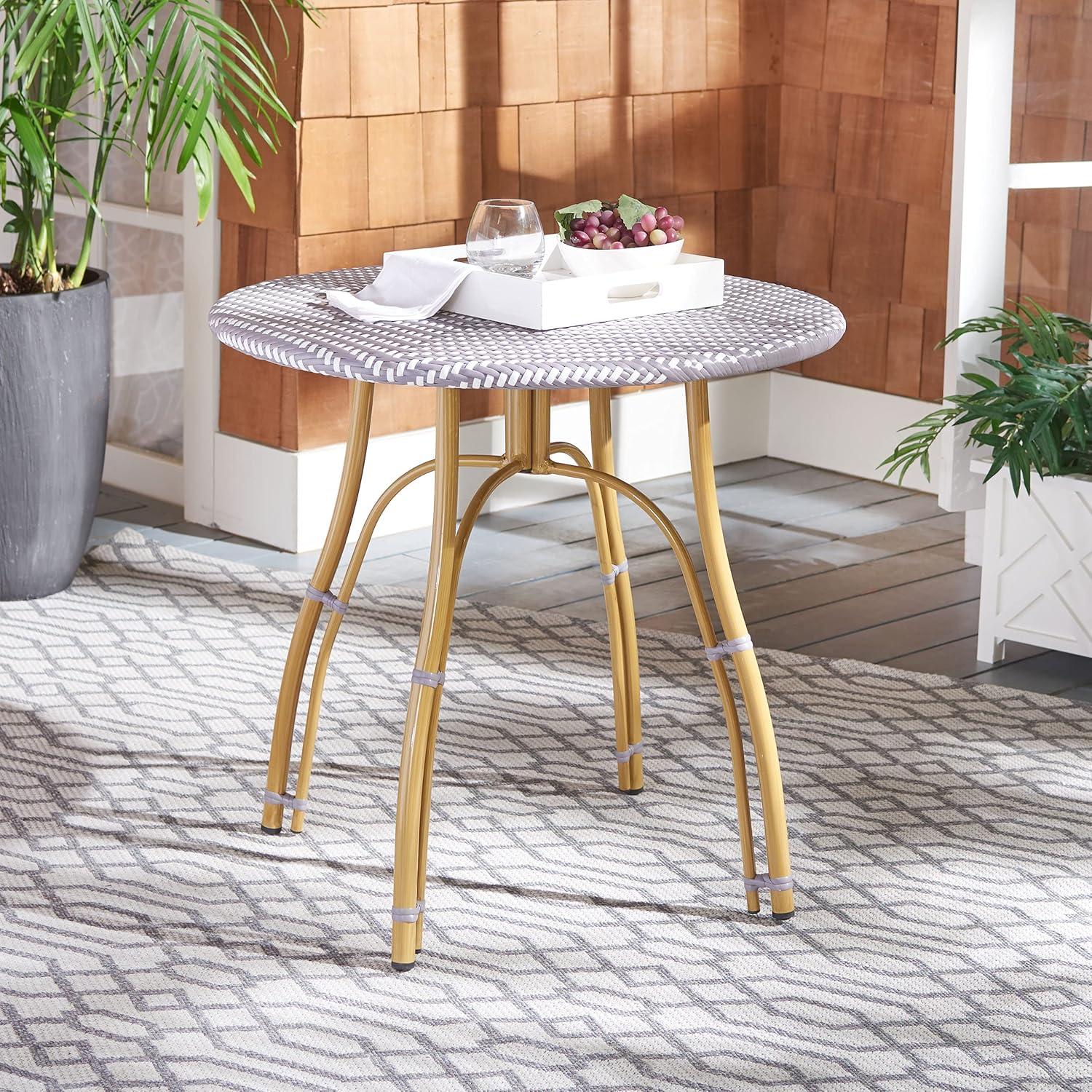 Kylie Grey and White Rattan Bistro Table