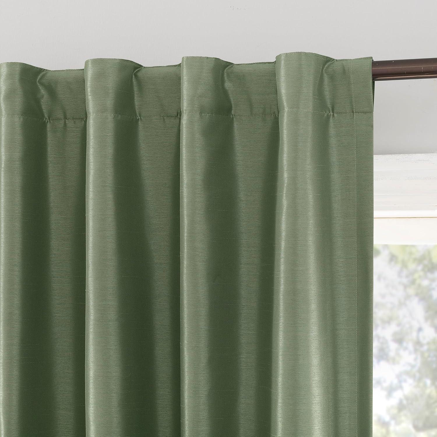 Faux Dupioni Silk Thermal Extreme 100% Blackout Back Tab Curtain Panel