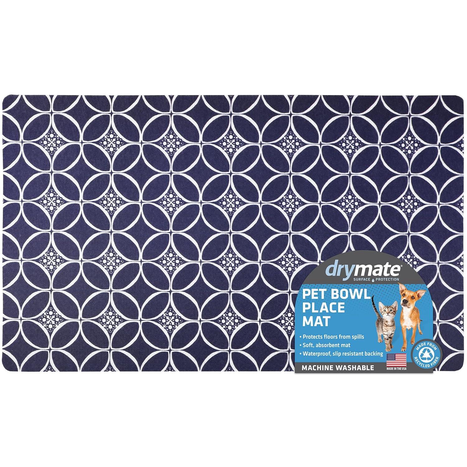 Pet Bowl Placemat, Feeding Mat For Dog & Cat - Thin, Absorbent, Waterproof, Machine Washable