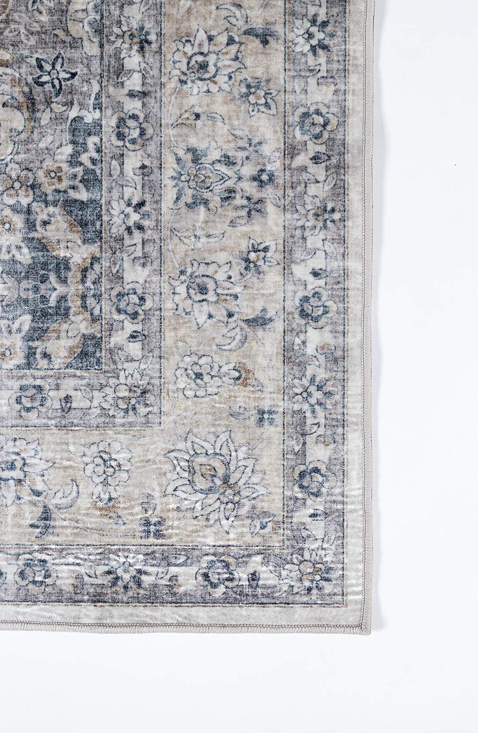 Momeni 2'x3' Karachi Talia Accent Rug Gray: Geometric Bohemian Indoor Area Rug with Rubber Backing
