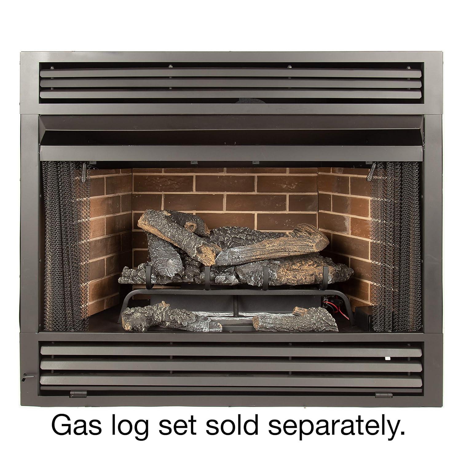 Black 32-Inch Vent-Free Dual Fuel Fireplace Insert