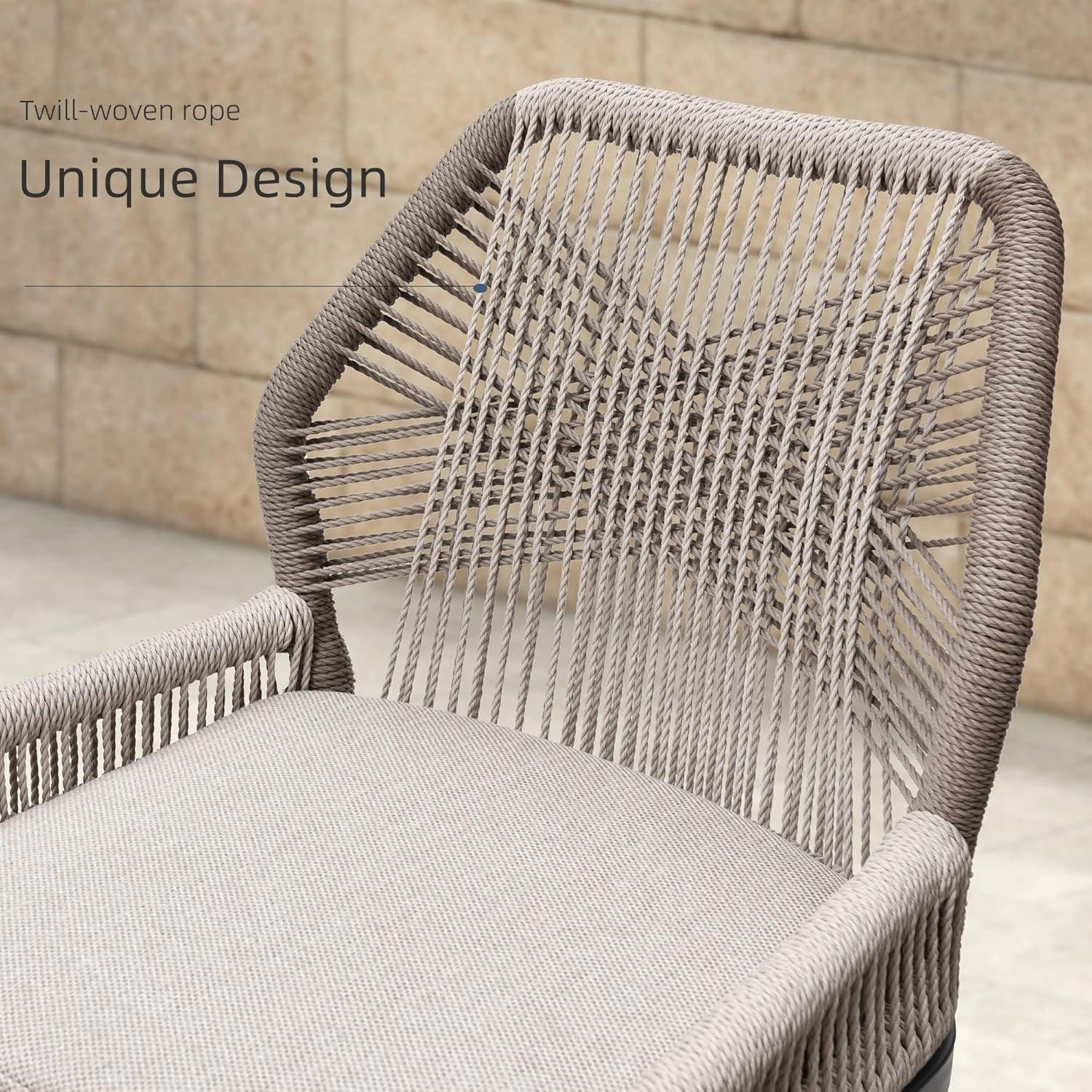 PURPLE LEAF Counter Height Bar Stools Set of 4 Rattan Wicker Outdoor Metal Boho Barstools with Back and Footrest Patio Garden Balcony Pool Bar Chairs