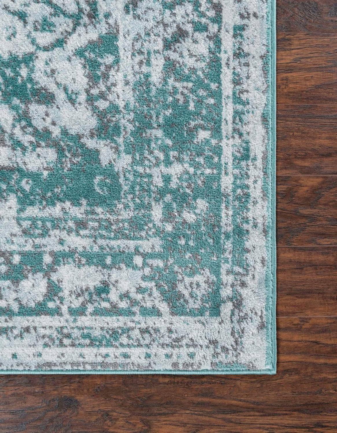 Unique Loom Sofia Collection Area Rug - Salle Garnier (6' 1" x 9' Rectangle Turquoise/Blue)