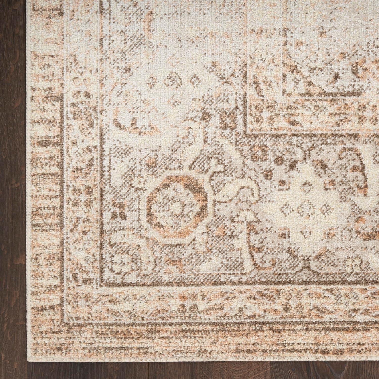 Astra Oriental Machine Washable Power Loom Polyester Area Rug in Beige