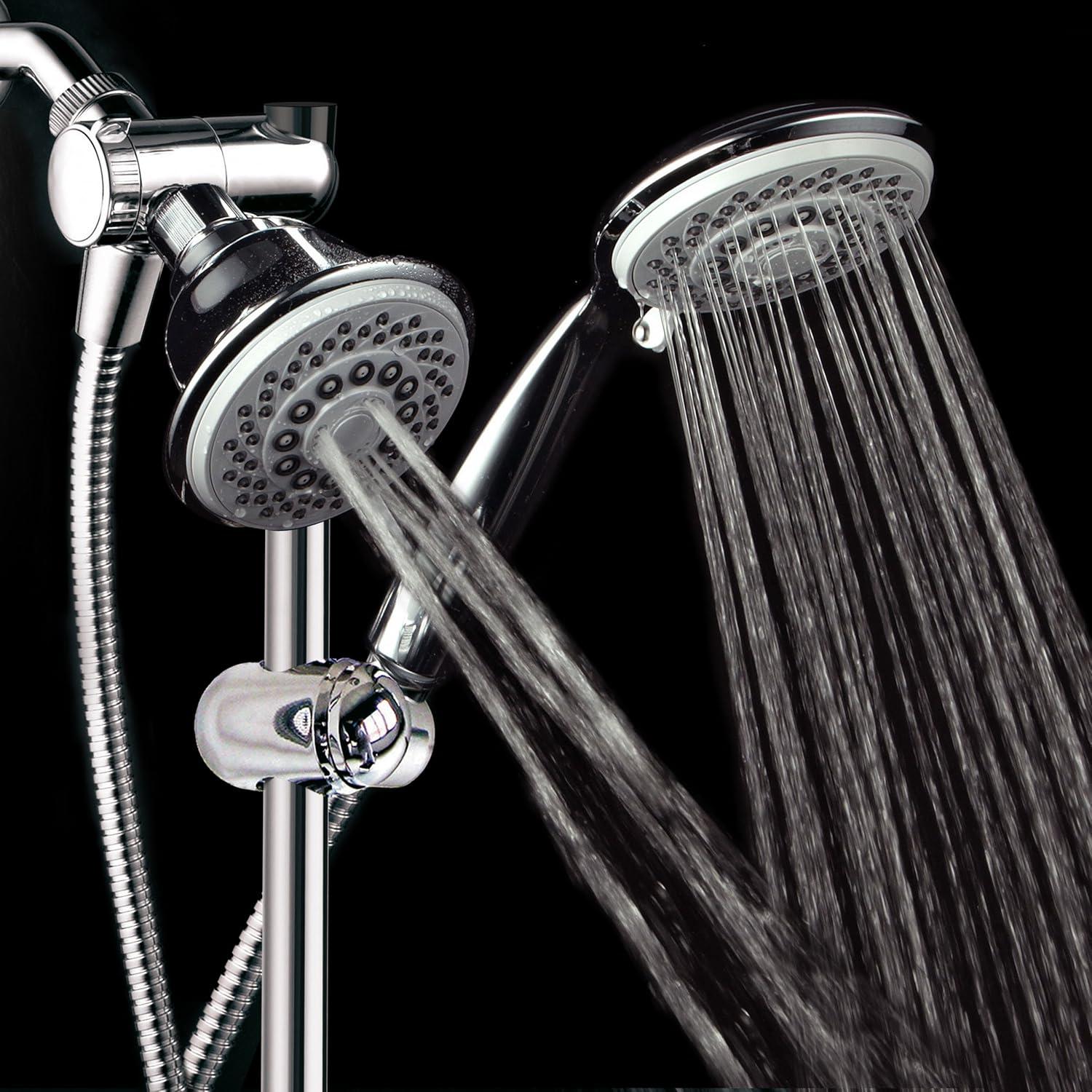 Chrome Adjustable Dual Shower Head with Slide Bar