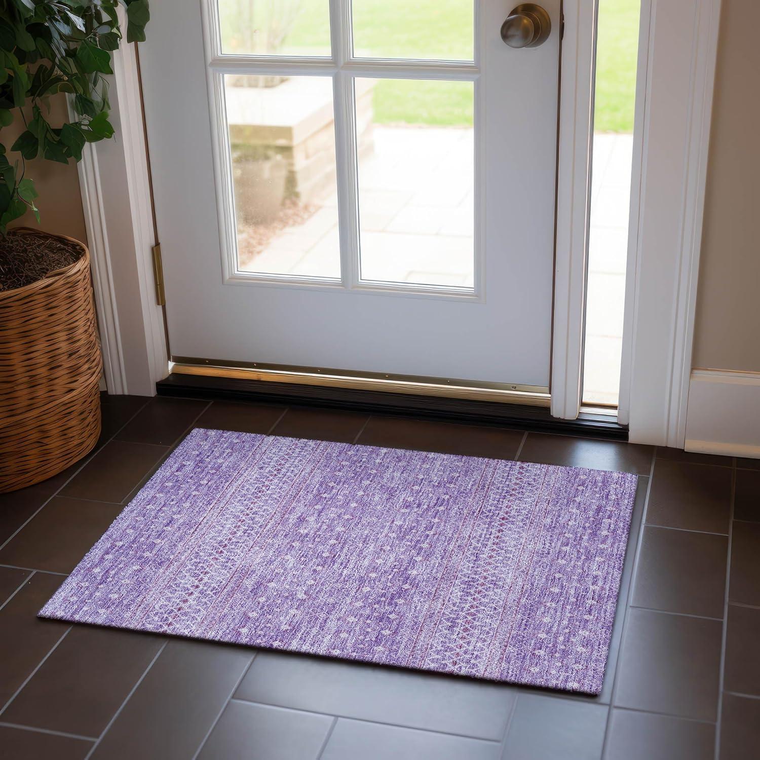 Lavender Bohemian Flat Woven Reversible Rectangular Rug