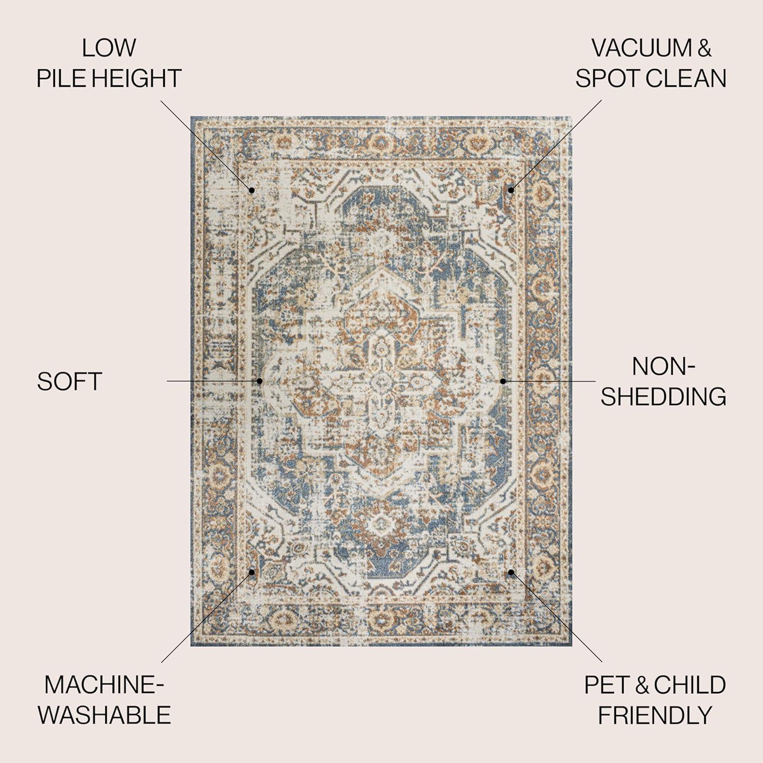 JONATHAN Y Keesha Bold Distressed Medallion Low-Pile Machine-Washable Indoor Area Rug