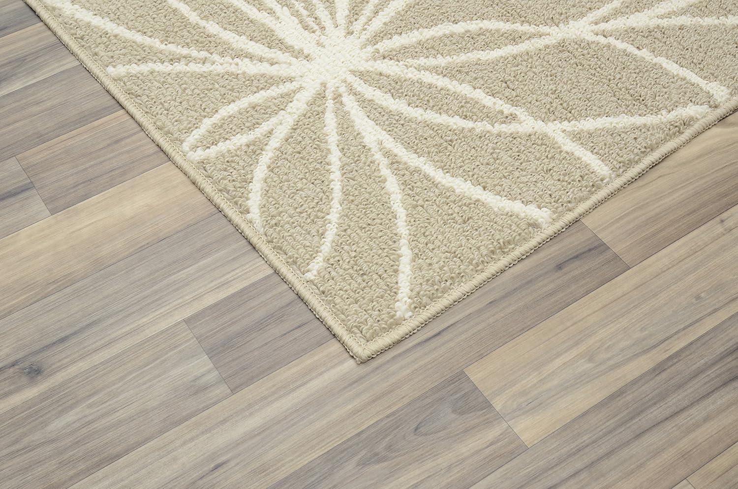 Garland Rug Grand Floral Tan/Ivory Indoor Runner Rug, 2' x 5'