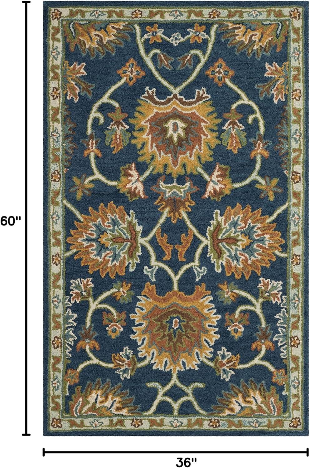 SAFAVIEH Heritage Sharla Floral Wool Area Rug, Navy, 3' x 5'