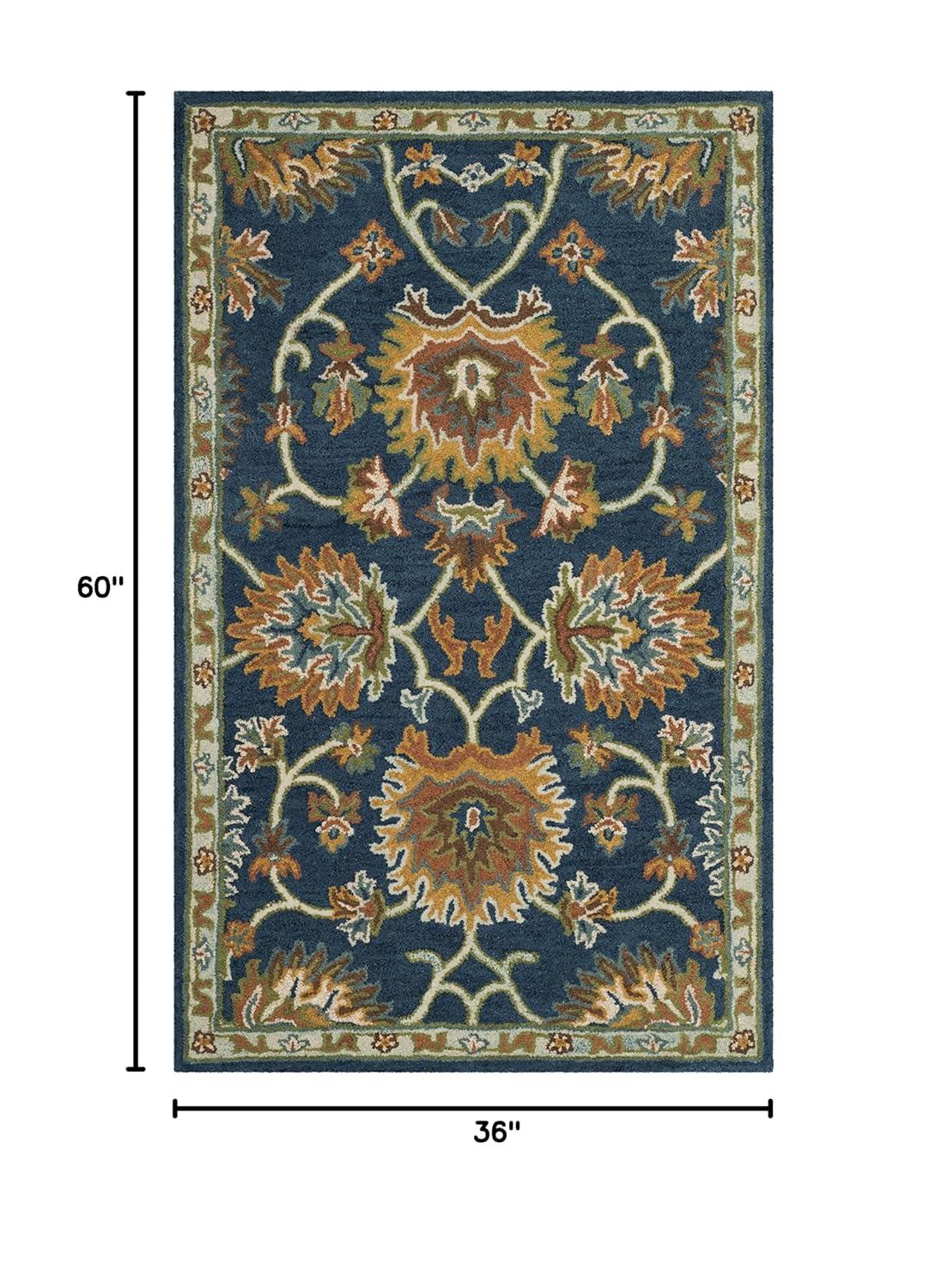 SAFAVIEH Heritage Sharla Floral Wool Area Rug, Navy, 3' x 5'