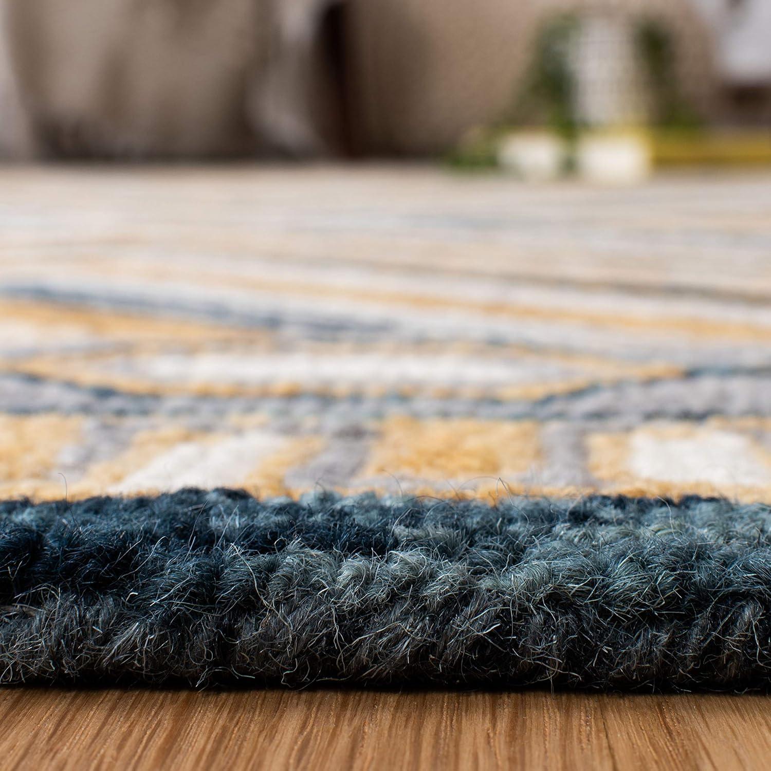 SAFAVIEH Aspen Caitriona Geometric Diamonds Wool Runner Rug, Navy/Gold, 2'3" x 9'