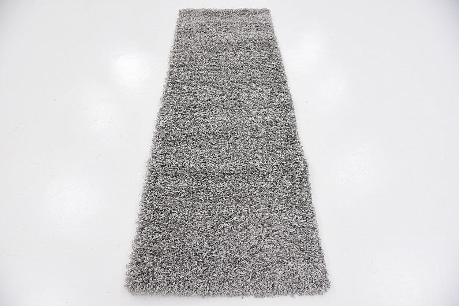 Unique Loom Solid Shag Collection Area Rug (2' x 6' 5" Runner, Cloud Gray)