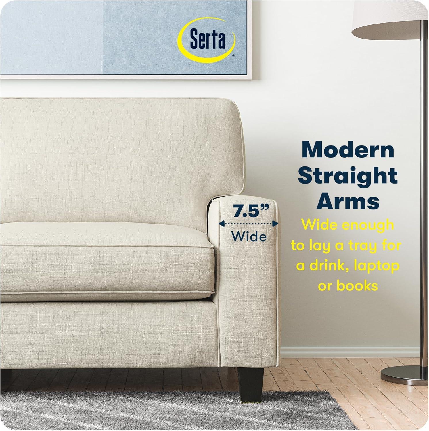 Serta Palisades 73" Track Arm Sofa, Easy Care Fabric, Soft Pillow Back, Pocket Coil Seat Cushions