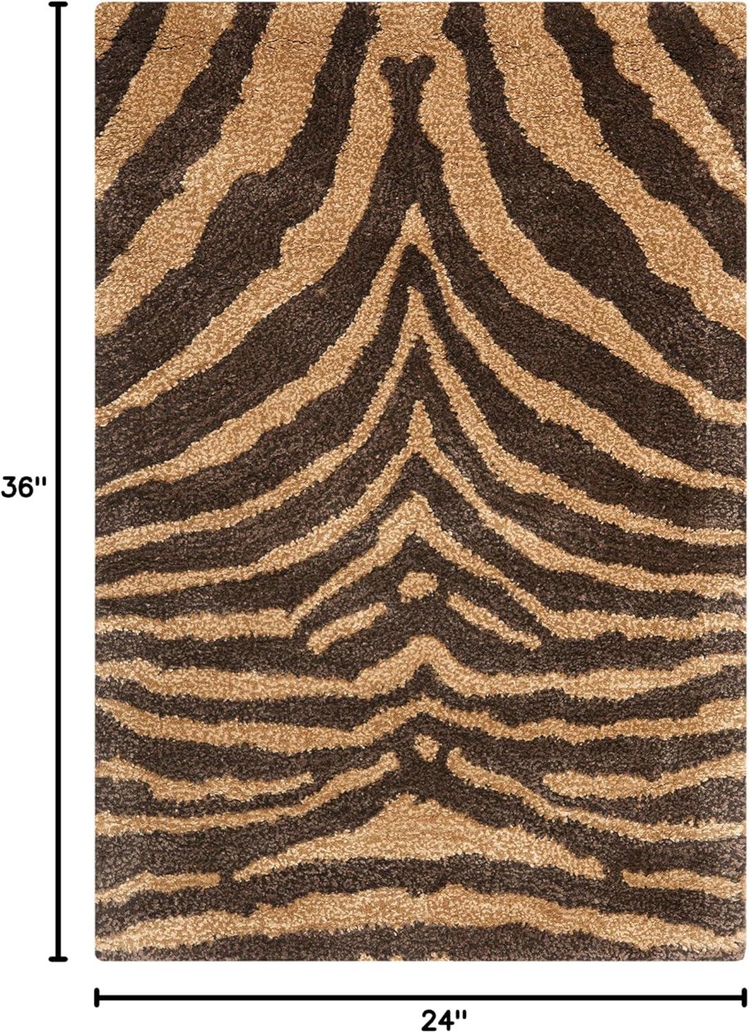 SAFAVIEH Soho Eglantine Animal Striped Wool Area Rug, Black/Brown, 3'6" x 5'6"