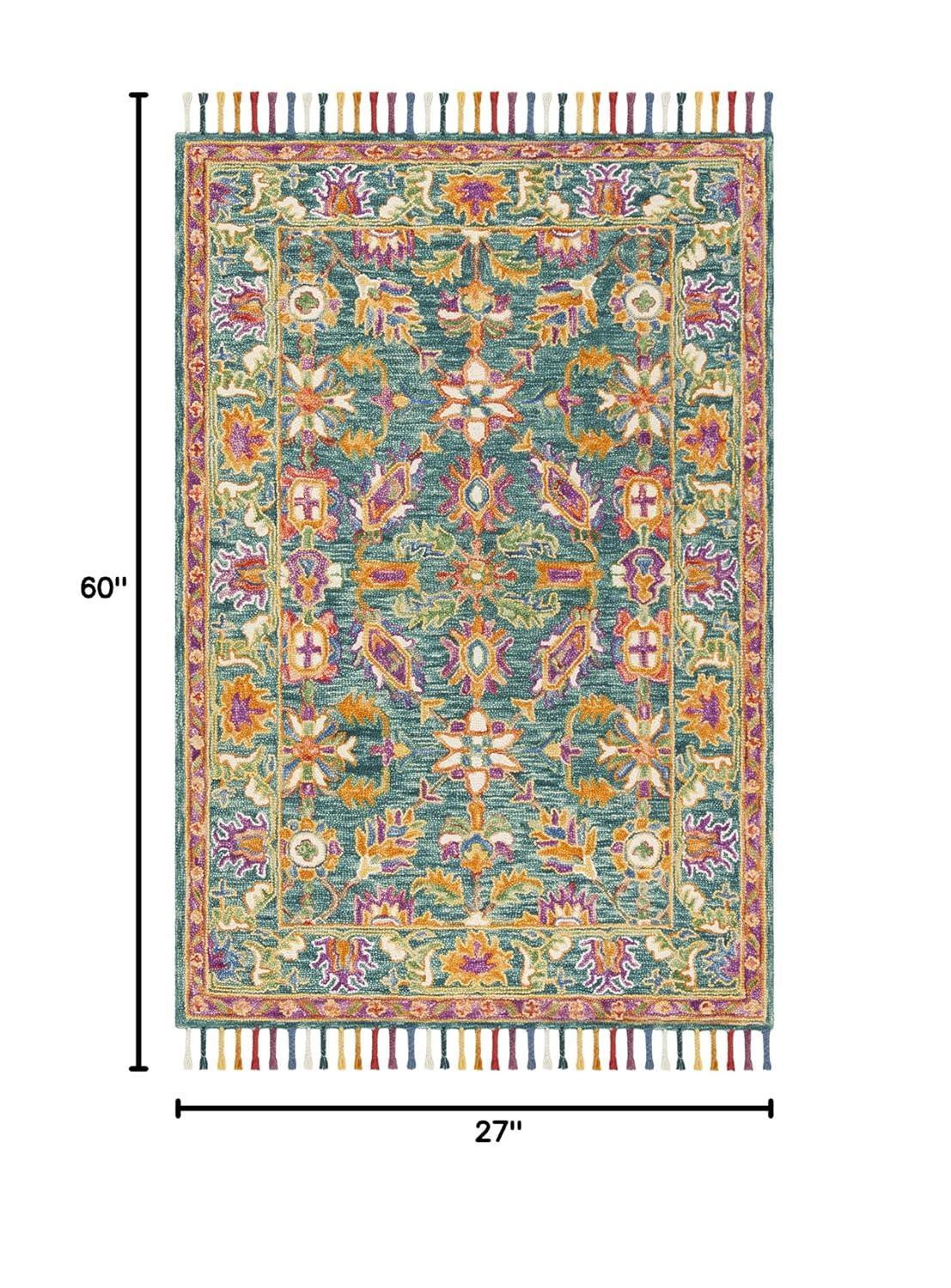 Aspen APN113 Hand Tufted Accent Rug - Turquoise/Purple - 2'3" X 5' - Safavieh.