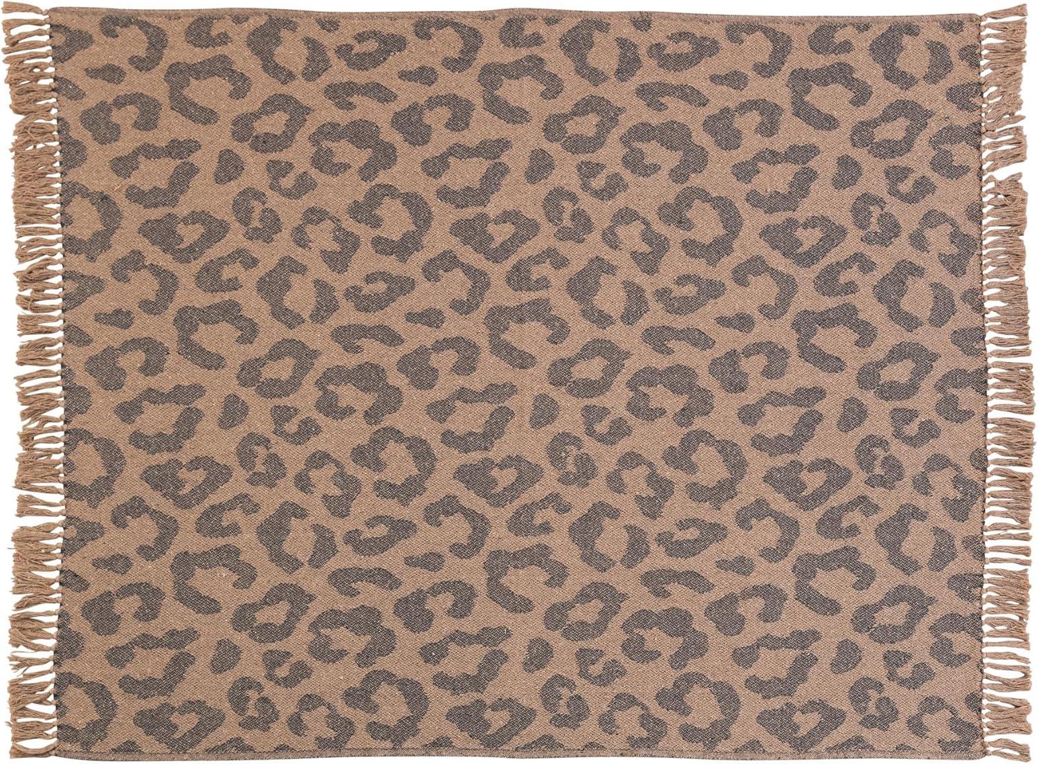 Black and Tan Leopard Print Recycled Cotton Throw Blanket