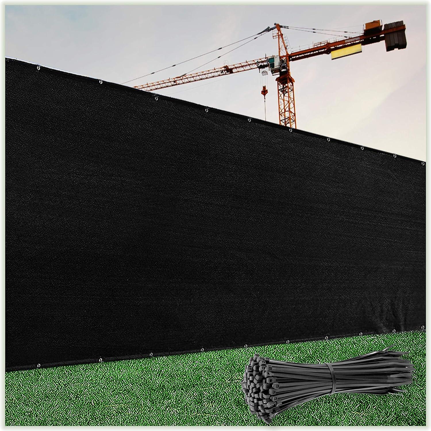 ColourTree 8' x 50' Black Fence Privacy Screen Windscreen Cover Shade Fabric Cloth, 90% Visibility Blockage, with Grommets, Heavy Duty Commercial Grade, Zip Ties Included - (We Make Custom Size)