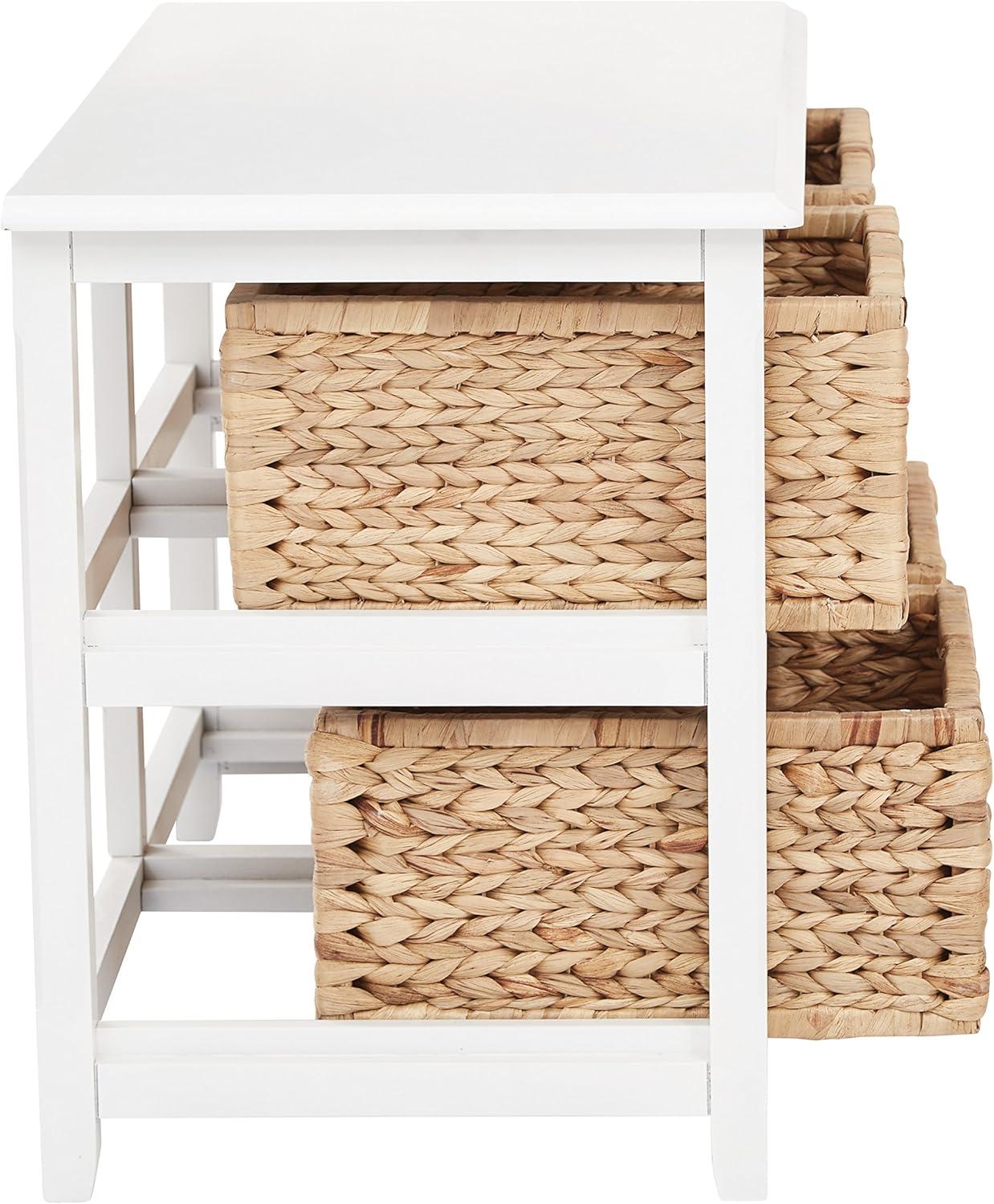 OSP Home Furnishings Seabrook Two-Tier Storage Unit With White Finish and Natural Baskets