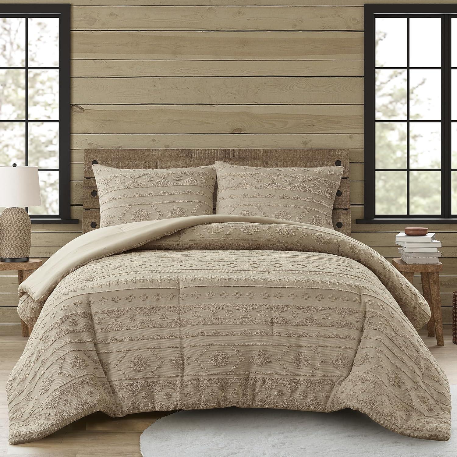 Woolrich Breckenridge Chenille Oversized Tufted Comforter Set Tan