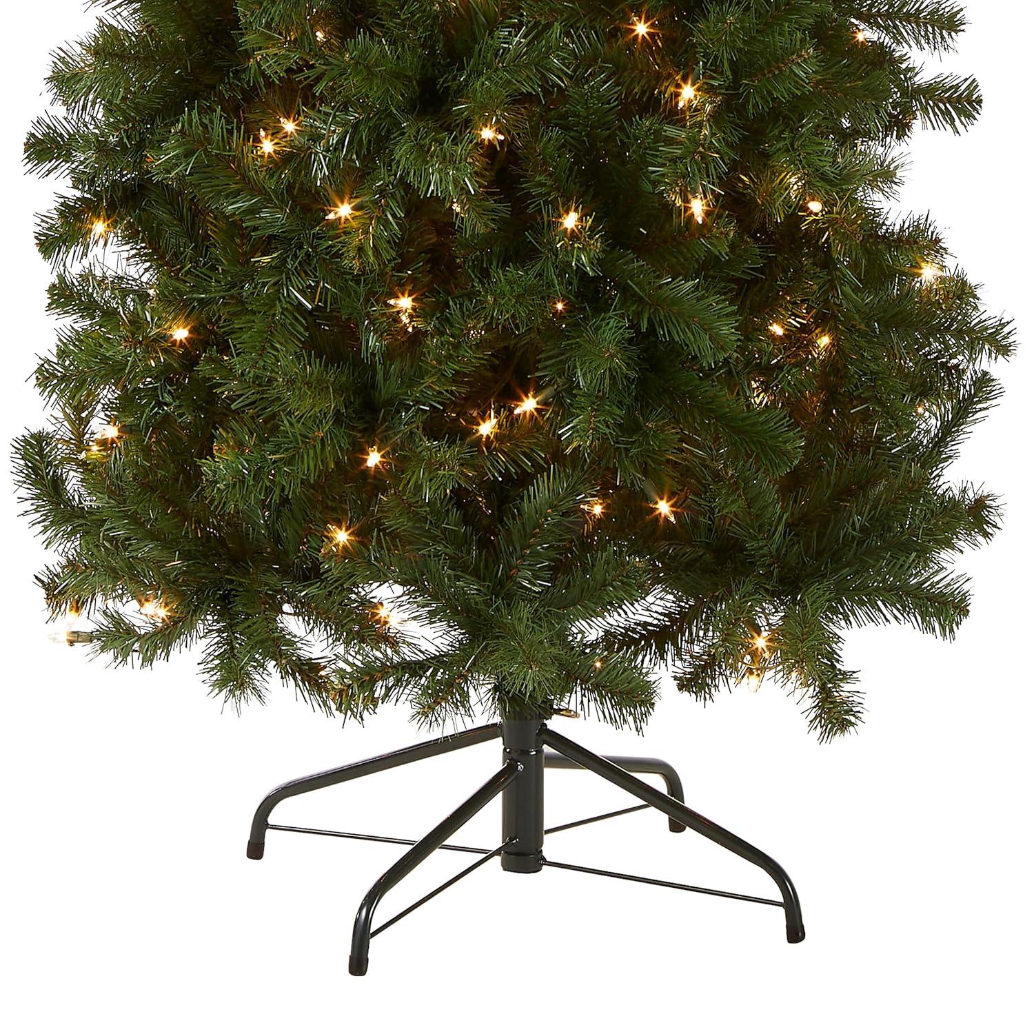 7.5' Prelit Slim North Valley Spruce Artificial Christmas Tree White Lights - National Tree Company
