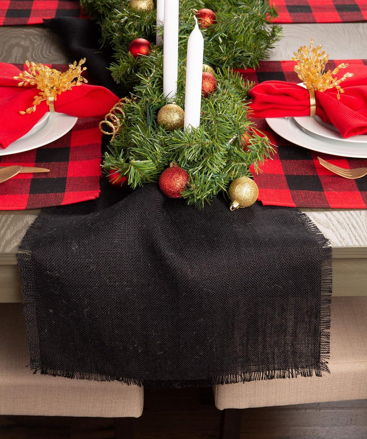 Black Jute Rustic Table Runner, 15 x 110 inches