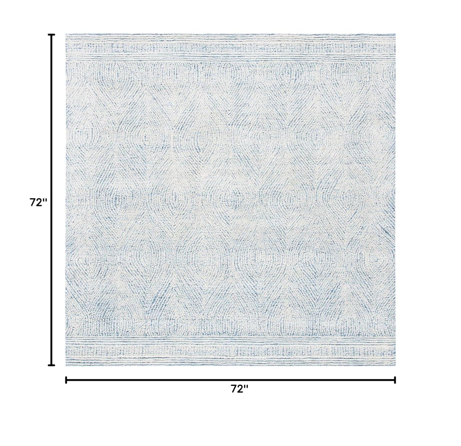 Abstract ABT340 Handmade Indoor Area Rug - Ivory/Blue - 6'x6' - Safavieh