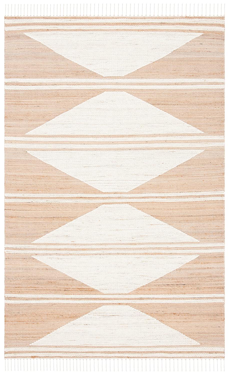 Kilim With Fringes KLM451 Hand Woven Accent Rug - Natural/Ivory - 3'x5' - Safavieh