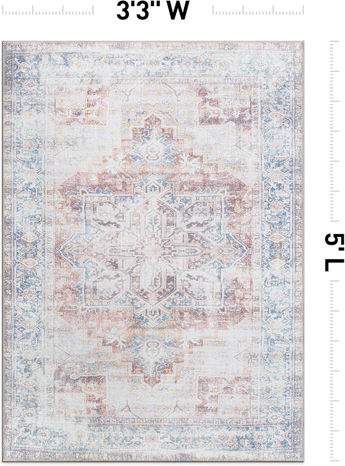 World Rug Gallery Transitional Bohemian Distressed Machine Washable 3'3"x5' Rust Area Rug