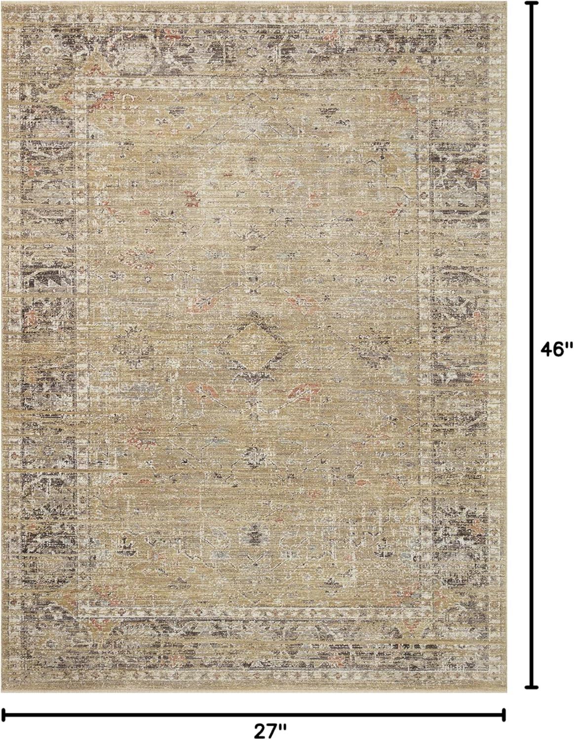 Millie Gold and Charcoal Floral Polyester Accent Rug