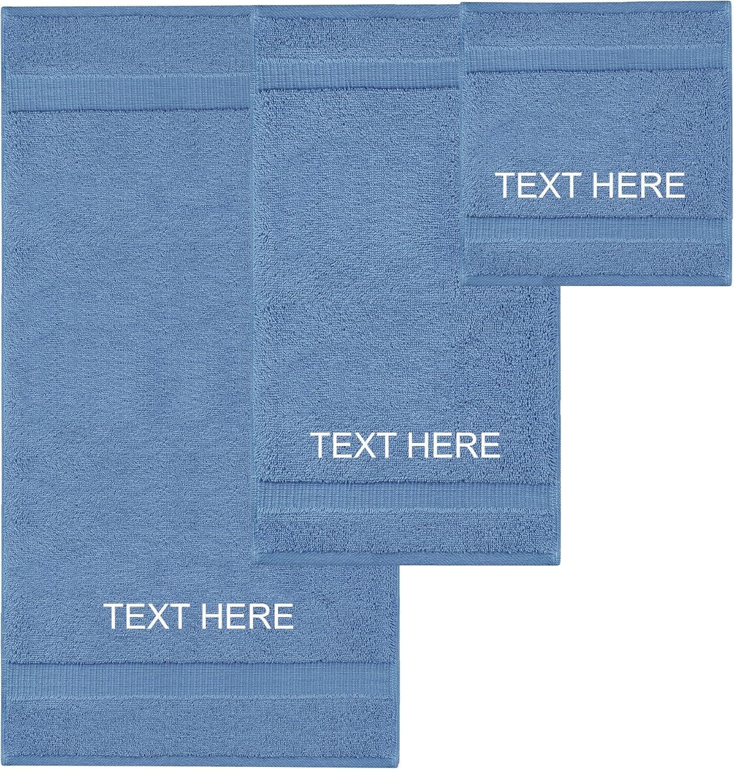 BC BARE COTTON Luxury Hotel & Spa Towel Turkish Cotton Washcloths - Dobby Border (13x13 Inches) - Set of 12 - Wedgewood