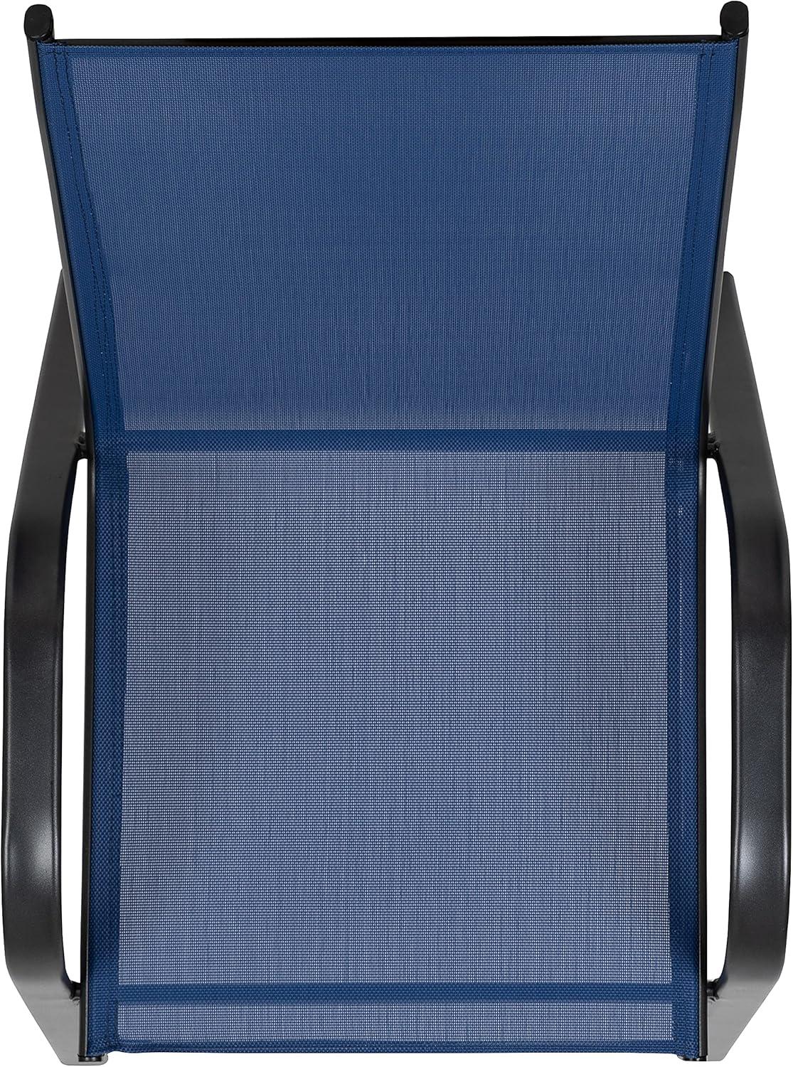 Flash Furniture 4 Pack Brazos Series Navy Outdoor Stack Chair with Flex Comfort Material and Metal Frame
