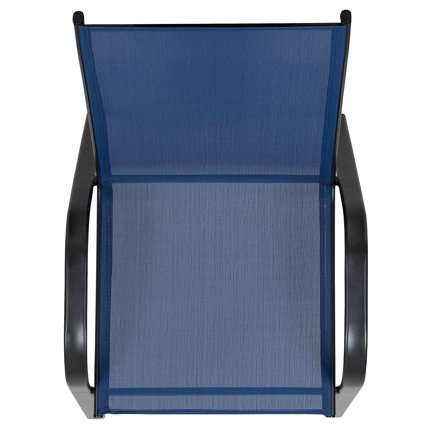 Flash Furniture 4 Pack Brazos Series Navy Outdoor Stack Chair with Flex Comfort Material and Metal Frame