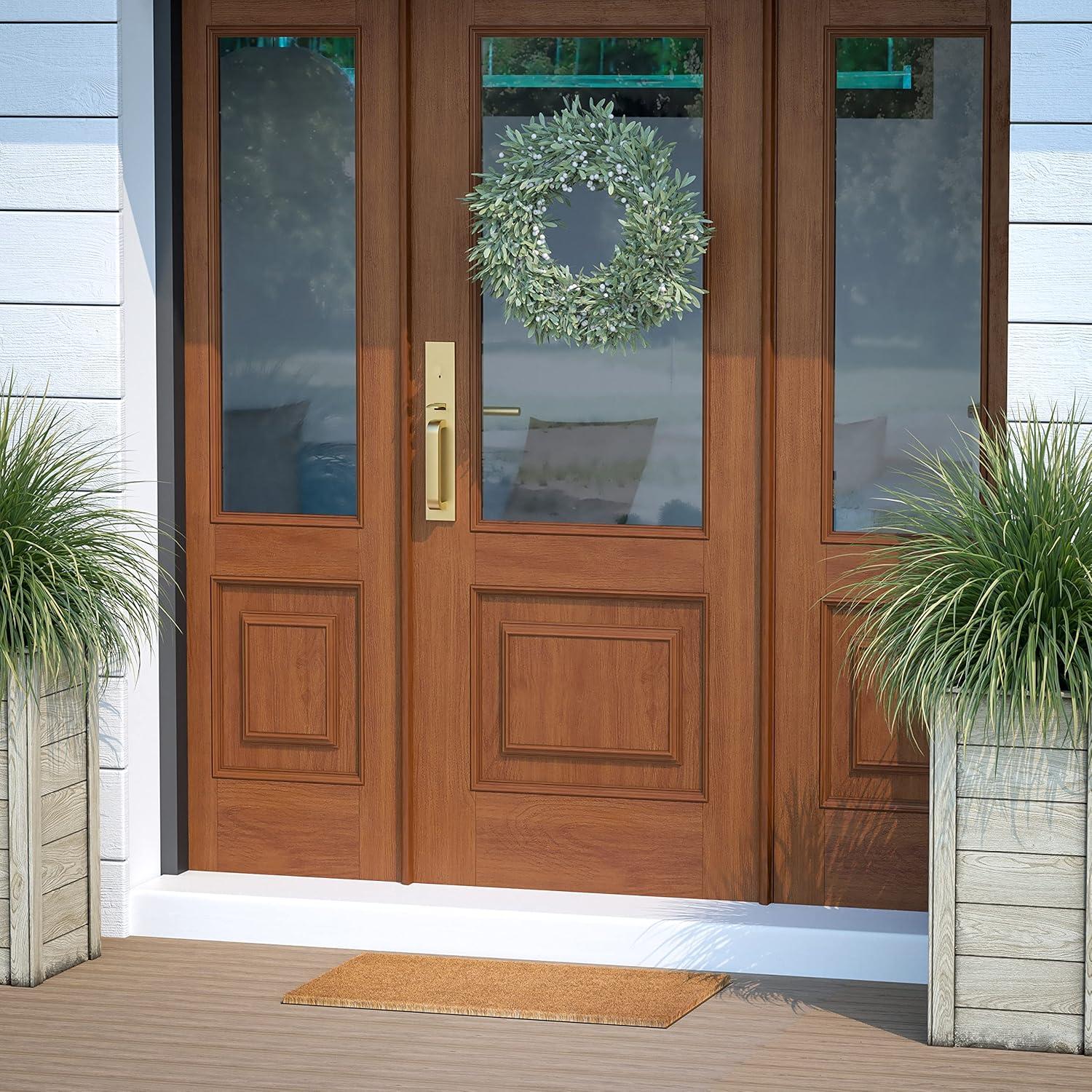Flash Furniture Harbold 18" x 30" Indoor/Outdoor Solid Natural Coir Doormat with Non-Slip Backing in Natural