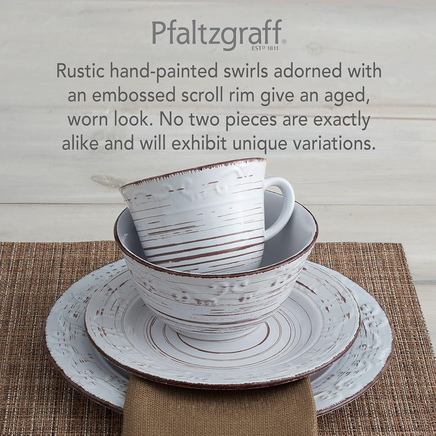 White Ceramic 16-Piece Rustic Dinnerware Set with Weathered Design