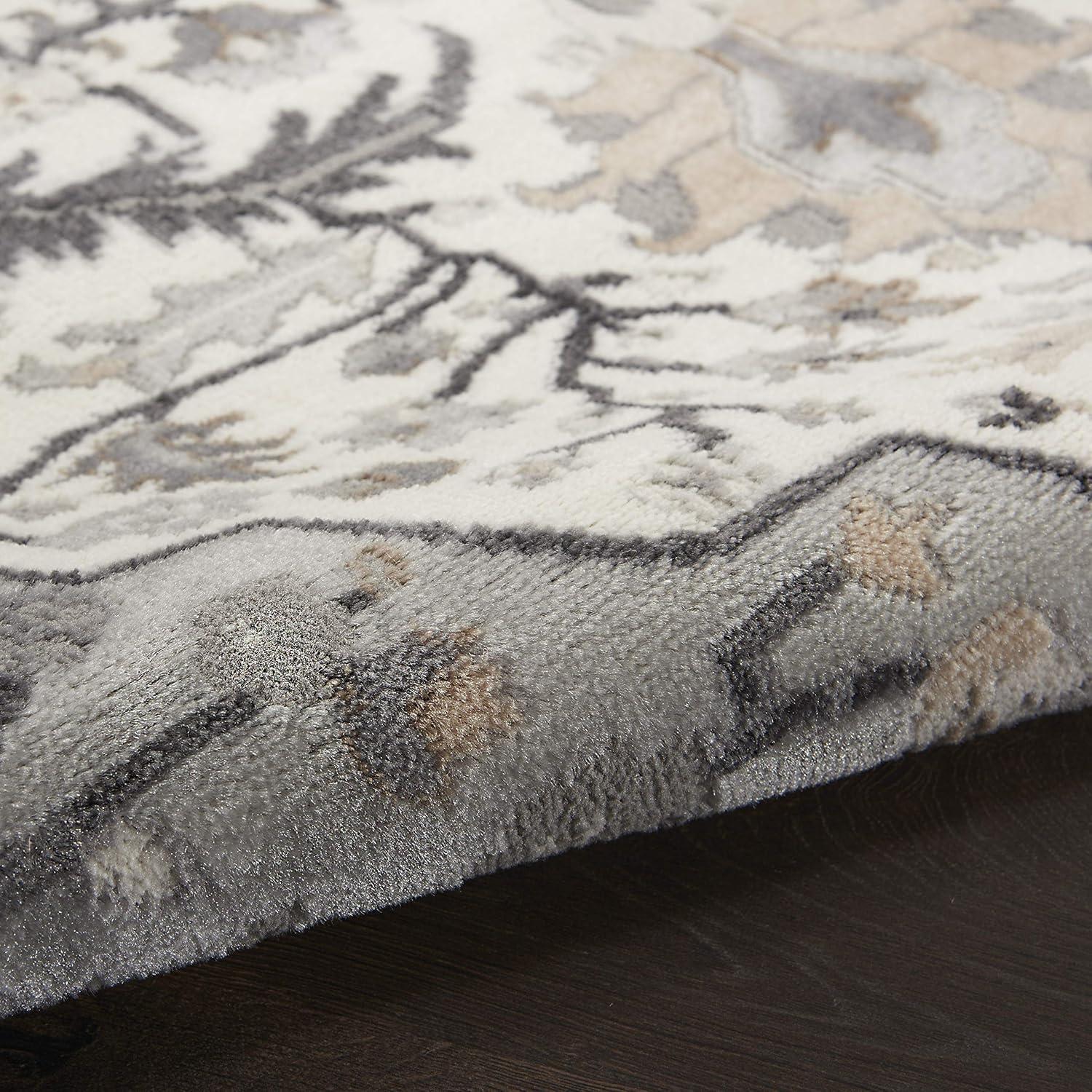 Nourison Elation Floral Medallion Indoor Rug Ivory Grey 6' x 9'