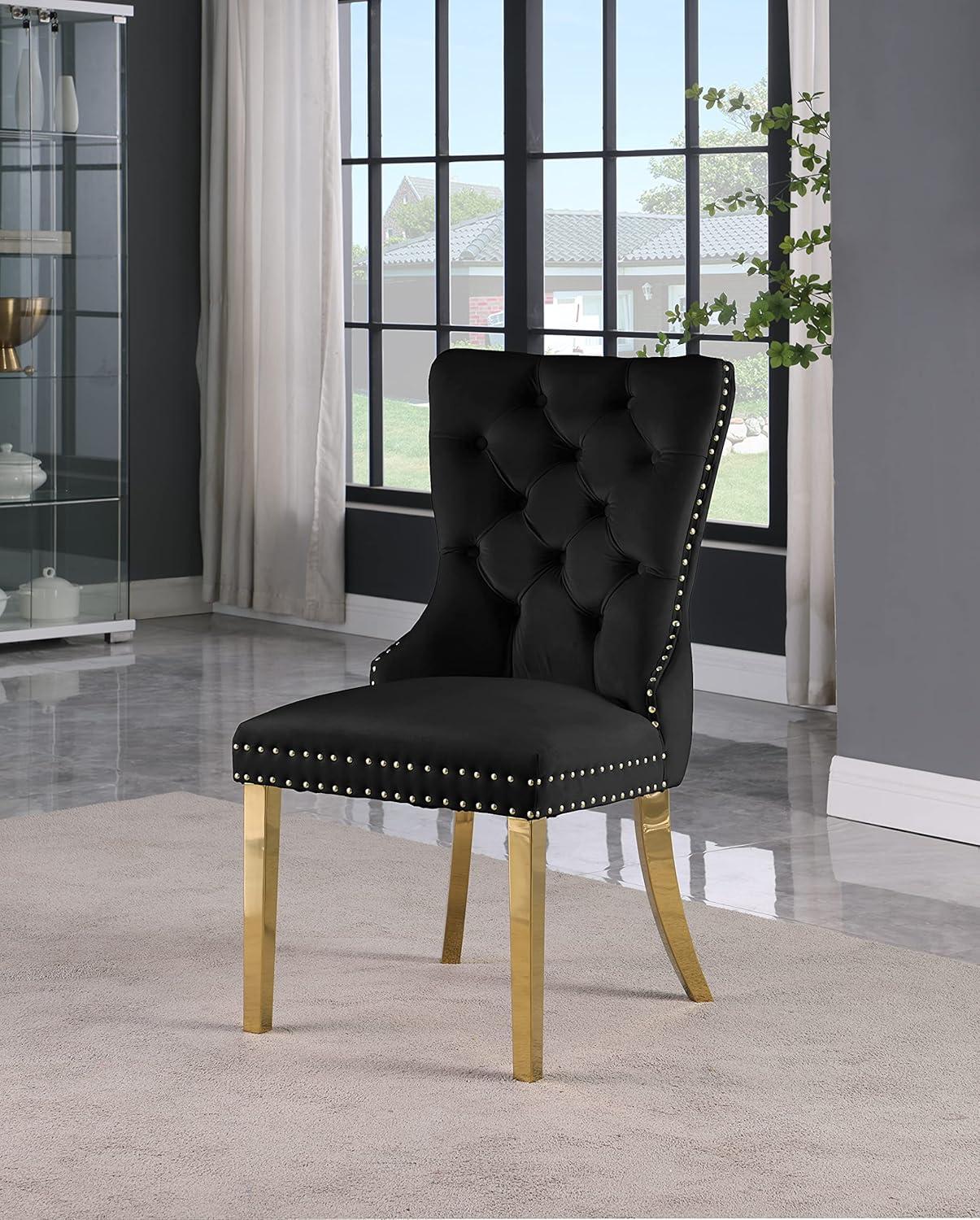 Meridian Furniture Carmen Black Velvet Dining Chairs (Set of 2)