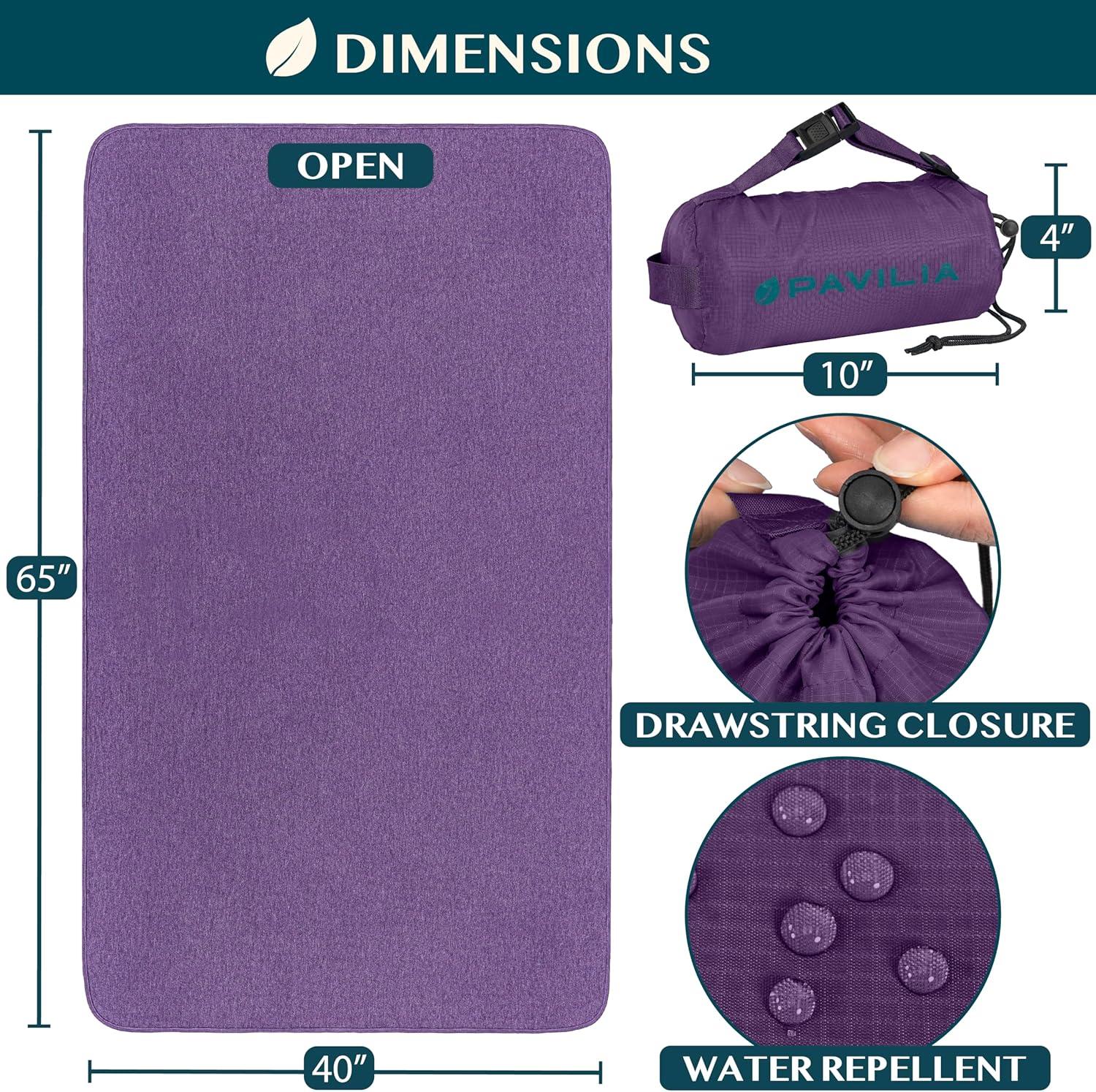 PAVILIA Travel Blanket Airplane Compact with Bag, Soft Packable Plane Throw Portable Camping Flight Essentials, Travelers Gifts Accessories, Purple