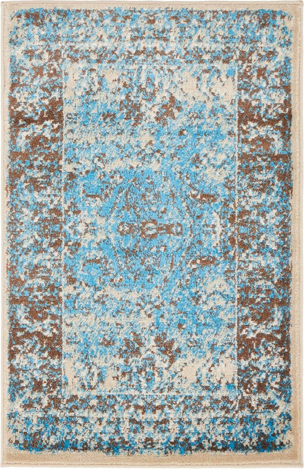 Unique Loom Imperial Collection Area Rug - Bosphorus (2' x 3' 1" Rectangle Ivory and Blue/Brown)