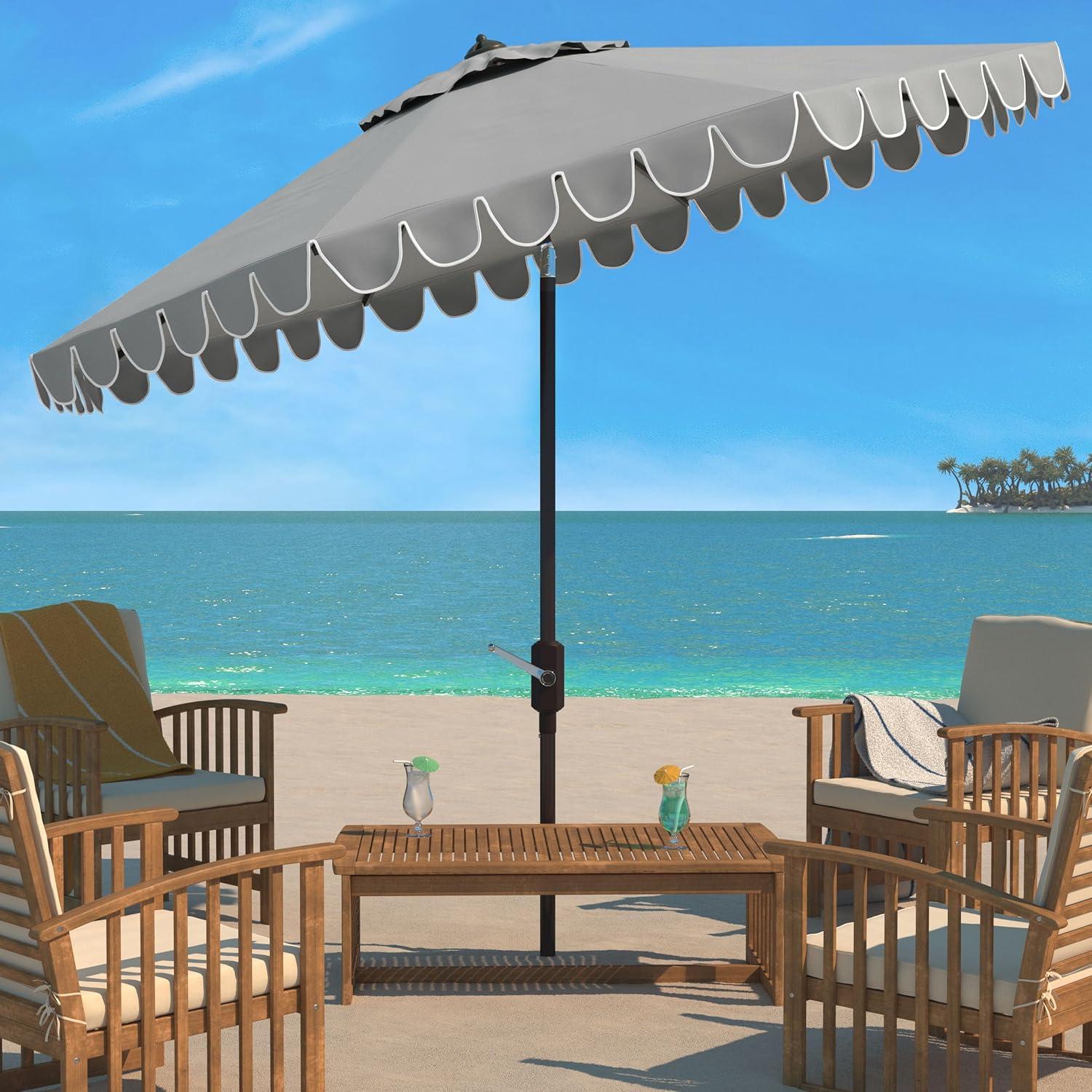Venice 11Ft Round Crank Umbrella - PAT8110 - Grey - Safavieh