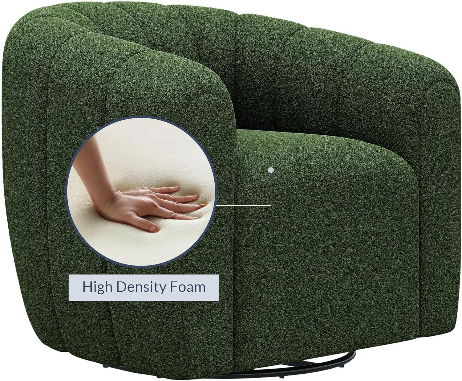 BELLEZE Swivel Accent Barrel Chair, Modern Round Armchairs with Wide Upholstered, Comfy Swivel Accent Chair for Living Room Bedroom Office - Franco (Green)