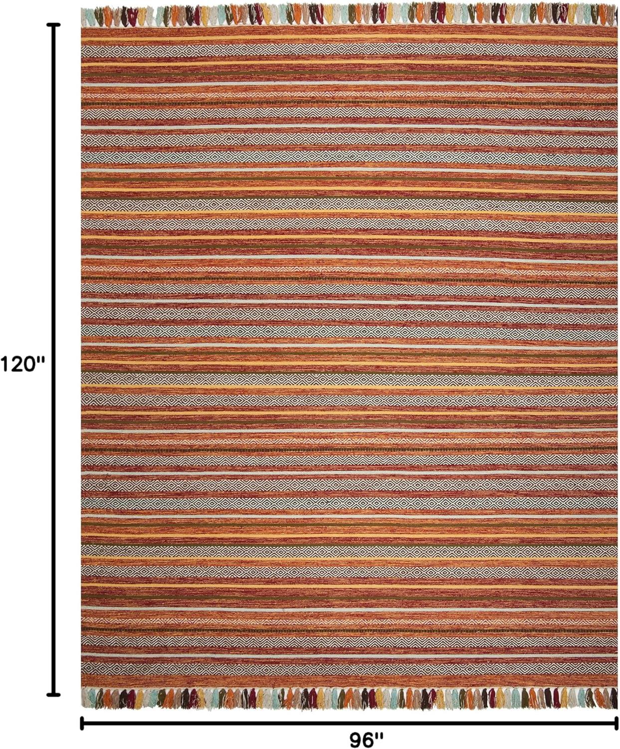 Lenore Multicolor Stripe 8' x 10' Hand-Woven Wool-Cotton Rug