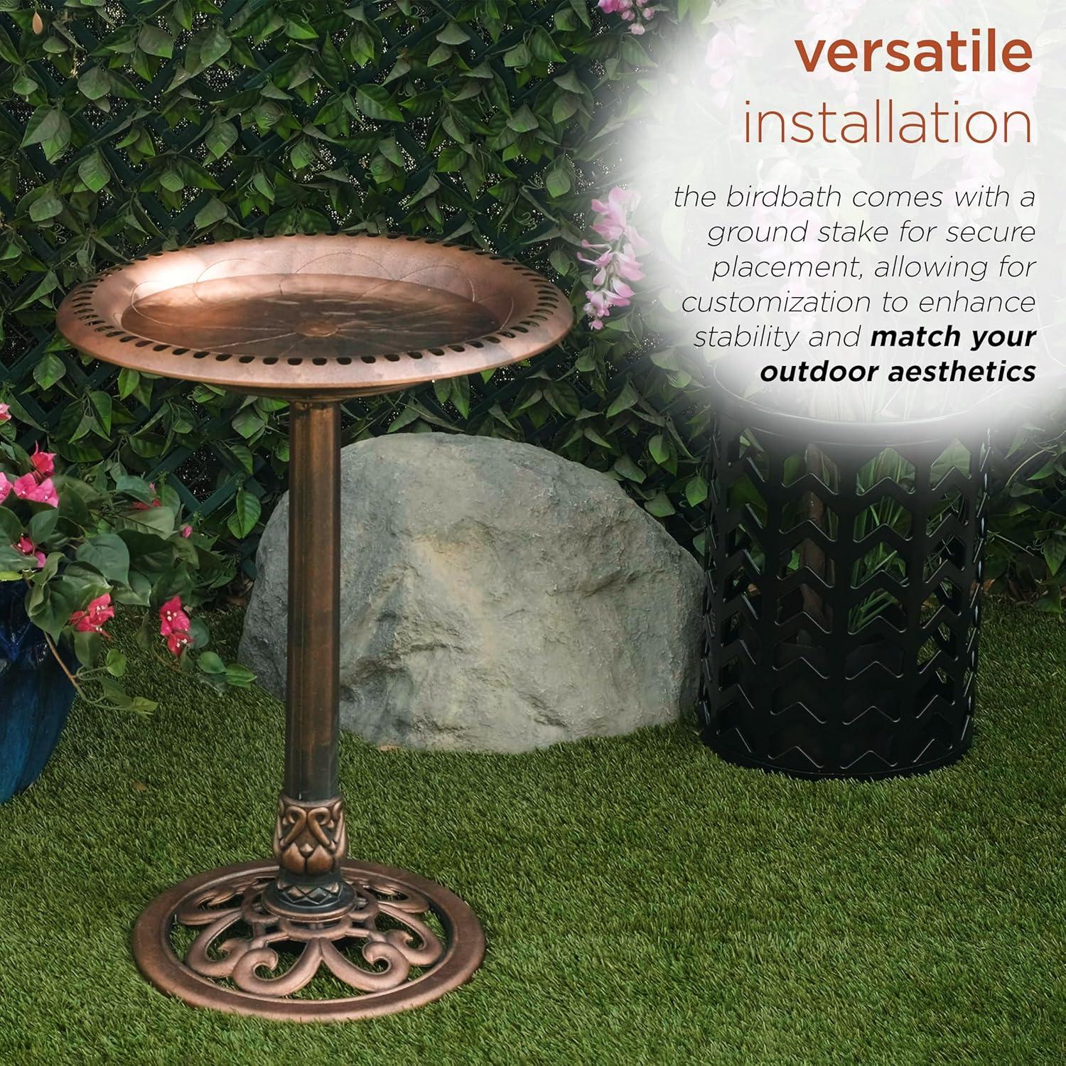 Alpine Pedestal Birdbath with Scrollwork Base and Stakes & Reviews | Wayfair