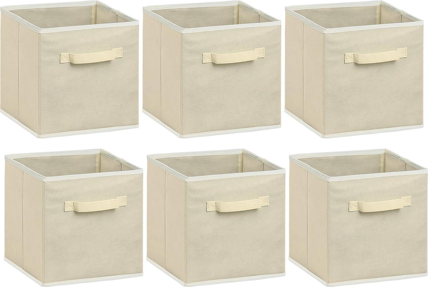 Simple Houseware Foldable Storage Bins Cubes Organizer, 6 Pack, Beige