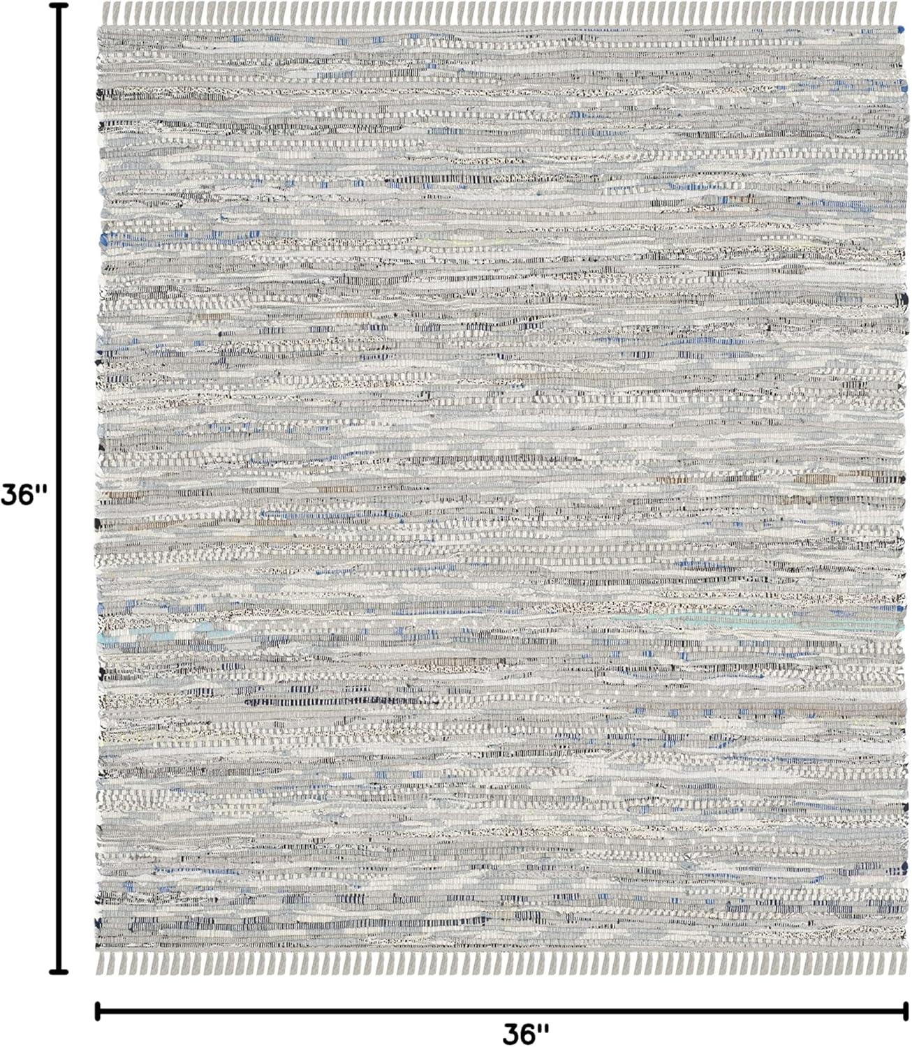 Rag Area Rug RAR121 Hand Woven Area Rug - Grey - 3'x3' - Safavieh.