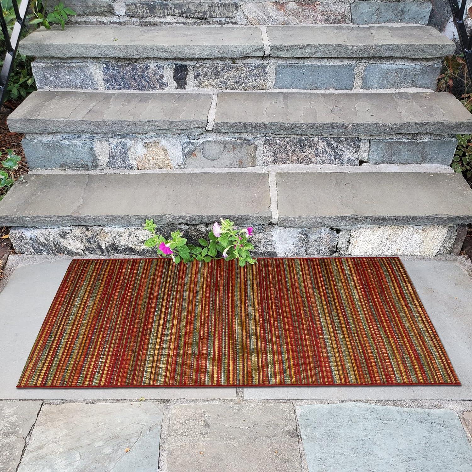 Liora Manne Marina Stripes Indoor/Outdoor Rug Saffron 2'7" x 4'3"
