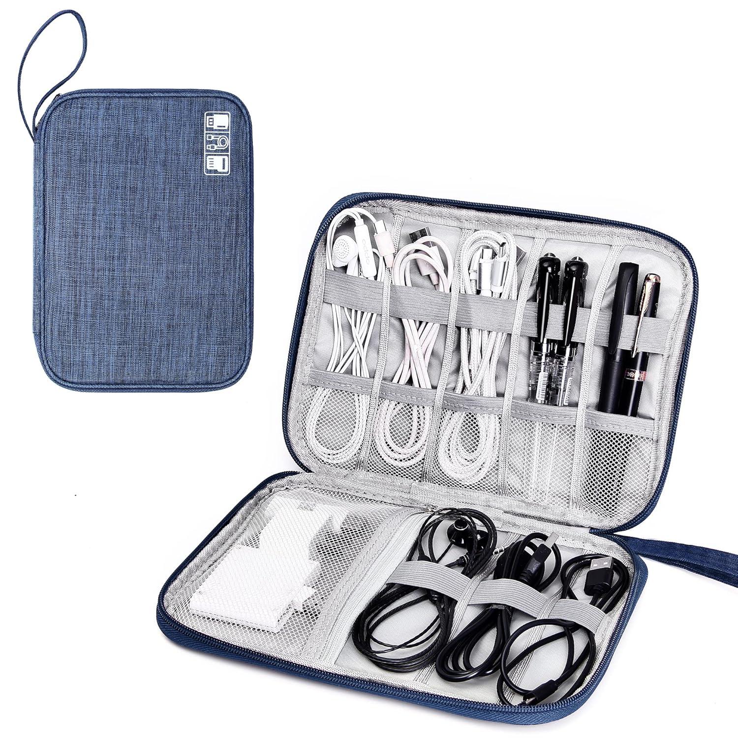 SELLYFELLY Travel Electronics Organizer Portable Cable Organizer Bag for Storage Electronic Accessories Case for Cord,Phone,Charger,Flash Drive (Sky Blue)