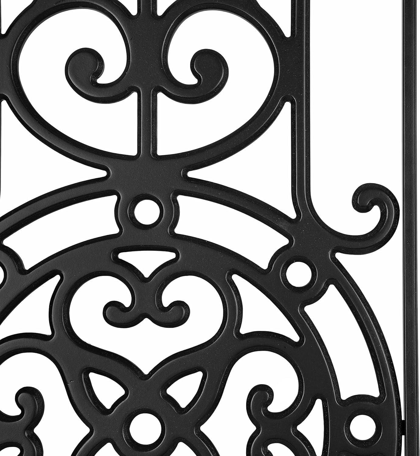 Kate and Laurel Ellard Farmhouse Rectangle Wall Art Plaque, 20 x 44, Black, Traditional Panel Decorative Wall Plaque with Ornate Painted Wooden Scrollwork and Sturdy Metal Frame