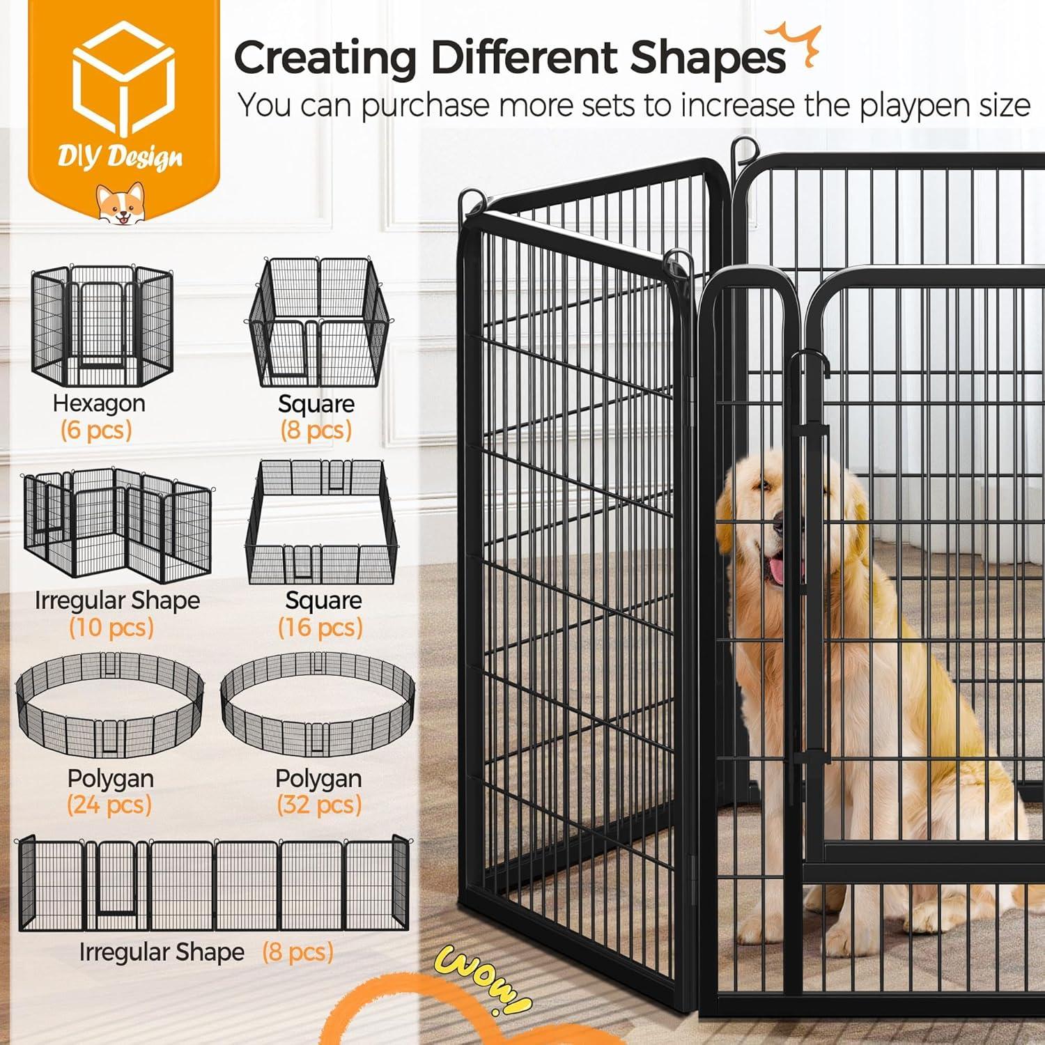 Portable Outdoor Dog Playpen - 40" Height, Heavy Duty, 8 Panels